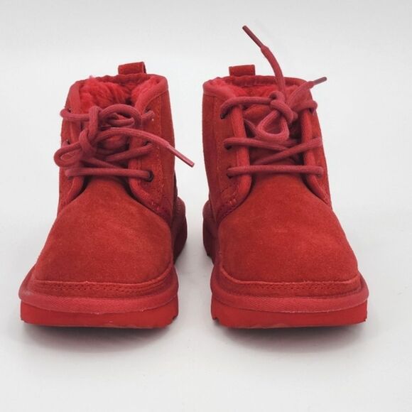 UGG Neumel Chukka Boots Little Kids Size 1 Samba Red Suede UGGpure Wool Winter - Picture 4 of 10